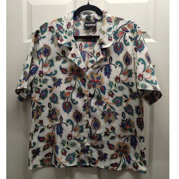 VTG Notations Size XL (See Measurements) Colorful Paisley Floral Button Up Shirt - Picture 1 of 4